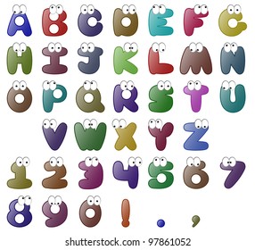 Silly Alphabet Eyes Includes Numbers Some Stock Vector (Royalty Free ...