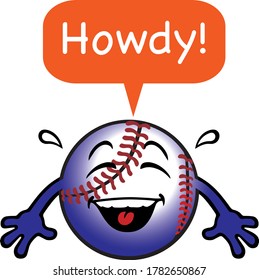 Silly Baseball Ball Mascot. Vector Illustration.