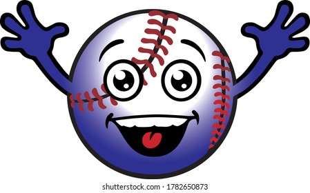 Silly Baseball Ball Mascot. Vector Illustration.