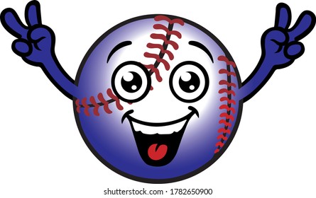 Silly Baseball Ball Mascot. Vector Illustration.