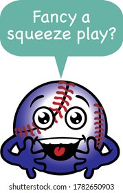 Silly Baseball Ball Mascot. Vector Illustration.