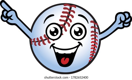 Silly Baseball Ball Mascot. Vector Illustration.