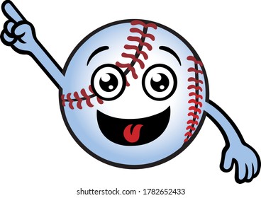 Silly Baseball Ball Mascot. Vector Illustration.