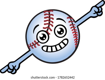 Silly Baseball Ball Mascot. Vector Illustration.