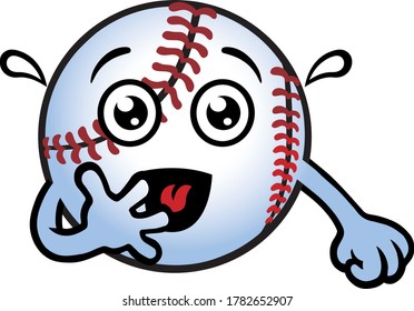 Silly Baseball Ball Mascot. Vector Illustration.