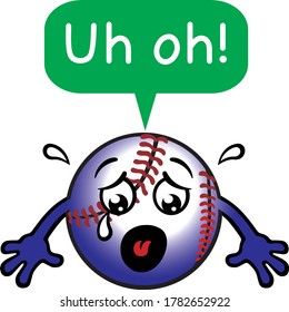 Silly Baseball Ball Mascot. Vector Illustration.