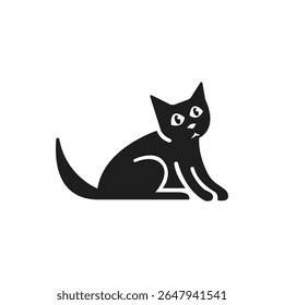 Silly Black Cat Sitting Vector Illustration Design