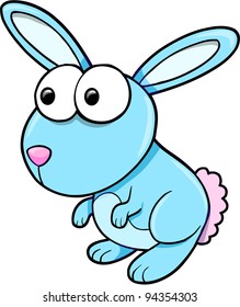 Silly Blue Bunny Rabbit Animal Vector Illustration Art