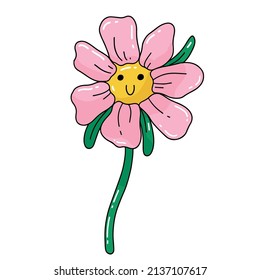 silly cartoon flowers plants fruits and folliage with faces. colorful kawaii nature illustrations with spring theme. vector illustration set for kids, merch and stickers. tulips and daisies 