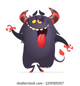 Silly cartoon monster making faces. Illustration for print, party or sticker
