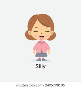 Silly Child Vector Illustration with Playful Expression