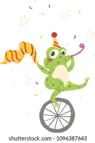 Silly Circus Frog on Unicycle