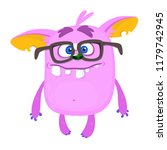 Silly cool cartoon monster wearing eyeglasses. Vector Halloween character. Troll or goblin or gremlin mascot