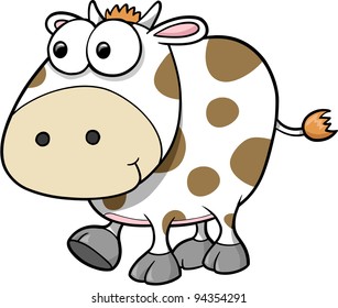 Silly Cow Animal Vector Illustration Art