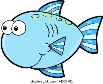 Silly Cute Fish Ocean Vector Illustration