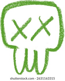 Silly Dead Skull Crayon Chalk Drawing Vector