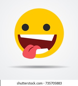 Silly emoticon in a flat design