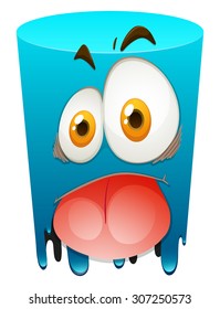 Silly face on blue tube illustration
