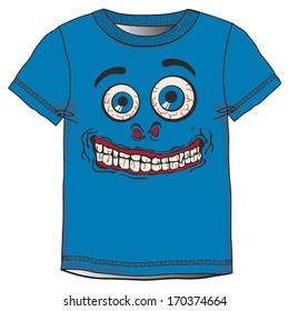 Silly Face TShirt Graphic - Blue