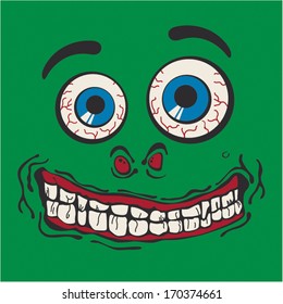 Silly Face TShirt Graphic - Green