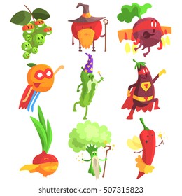 Silly Fantastic Fruit And Vegetable Characters Set