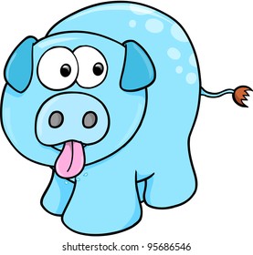 Silly Farm Pig Vector Illustration Art