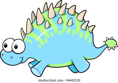 Silly Funny Dinosaur Animal Vector Illustration