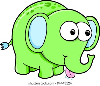 Silly Funny Elephant Animal Vector Illustration