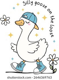 Silly Goose on the Loose, Goose boy, cute Goose, kid funny shirt design