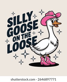 Silly Goose on the Loose Funny T-shirt Design Vector