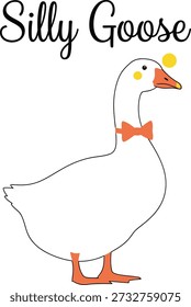 Silly Goose typography design vector illustration for funny animal humor cute bird and playful joke on transparent background.