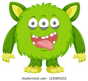 Ilustración de fondo blanco de Monster verde silvestre