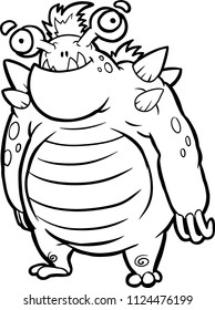 Silly Halloween Monster Vector Illustration Art. coloring book