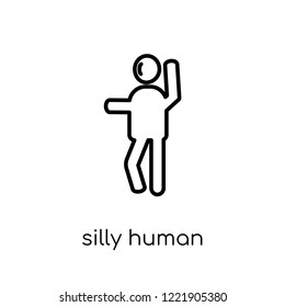 silly human icon. Trendy modern flat linear vector silly human icon on white background from thin line Feelings collection, editable outline stroke vector illustration