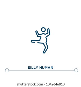silly human outline vector icon. simple element illustration. silly human outline icon from editable feelings concept. can be used for web and mobile
