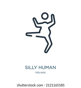 silly human thin line icon. human, person linear icons from feelings concept isolated outline sign. Vector illustration symbol element for web design and apps.