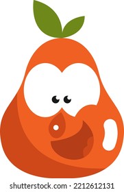 Silly orange pear, illustration, vector on white background.