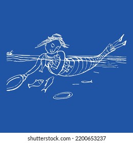 Silly Person Wild Mermaid Woman Nature People Water Edward Victorian Fish Ocean Nonsense Old Humor Lear Swimming Sketch Fashioned Vintage Limericks Drawing Funny Humour Sea Vector