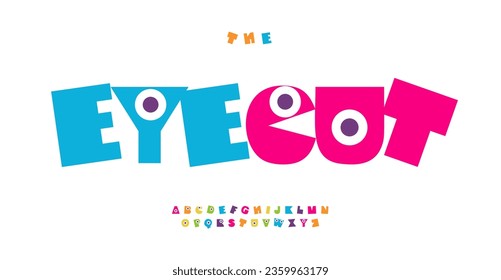 Silly playful and friendly alphabet for children books, comics, games, toys, and fun logos. Joyful typeface with bouncy characters for child design. Creative and fun font. Eye catching vector typeset