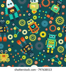 Silly robots seamless pattern
