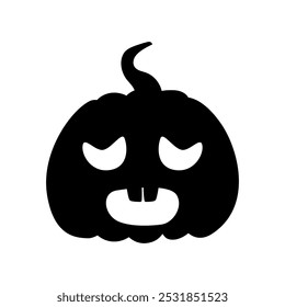 Silly triste Jack-o-lanterna abóbora face expressão silhueta. Escultura de abóbora de festa de Halloween. Ilustração de vetor de estoque isolada no plano de fundo branco em estilo plano.