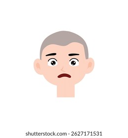 silly, sad, panic expression face boy cartoon