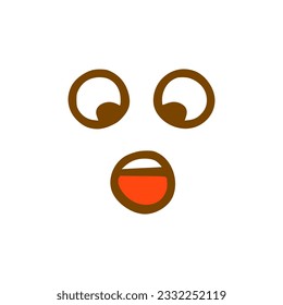 Icono de doodle facial silenciosamente asustado. Emoticon de estilo dibujado a mano aislado de fondo blanco