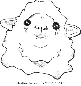 silly sheep vector illustration. sheep sketch in vector. childish sheep