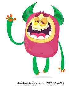 Silly and sleepy cartoon monster character. Halloween vector illustration