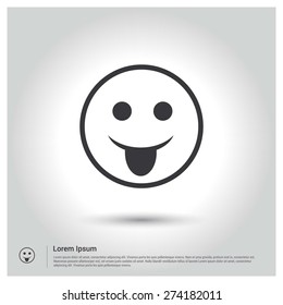 silly smiley Icon, Flat pictograph Icon design gray background. Vector illustration.