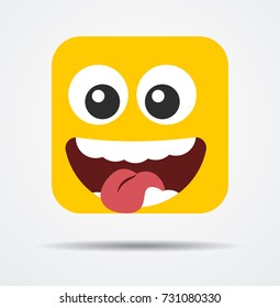 Silly square emoticon in a flat design