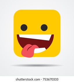 Silly square emoticon in a flat design