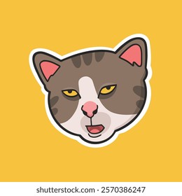 Silly Tabby Cat Meme Sticker T-shirt Vector Cute Illustration