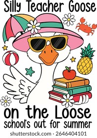 Louco Professor Ganso no Solto, Escola fora para o verão, Goose Professor, Professor verão, Engraçado ensinar, Ganso Escola